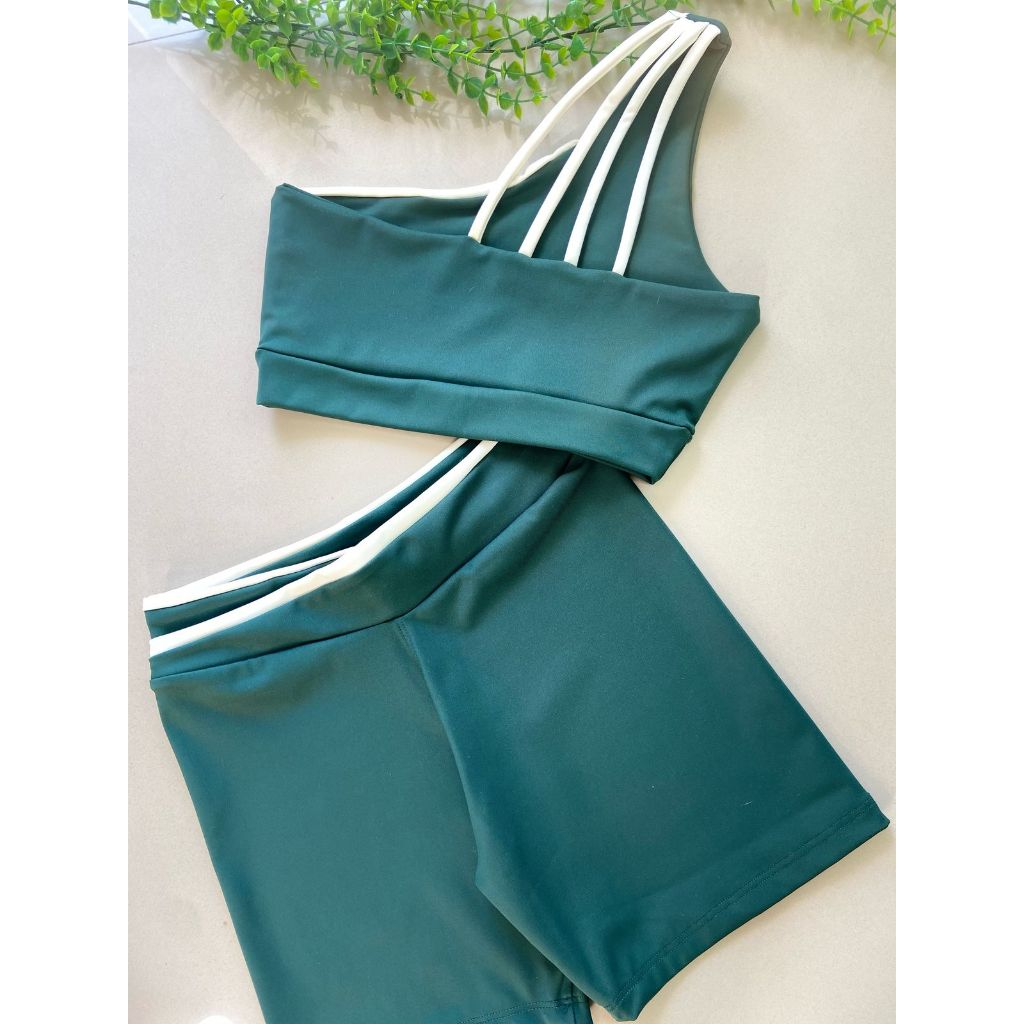 Conjunto de Treino Duo Color Top Entrada para Bojo e Short  Poliamida Premium Zero Transparência em Oferta na Shopee