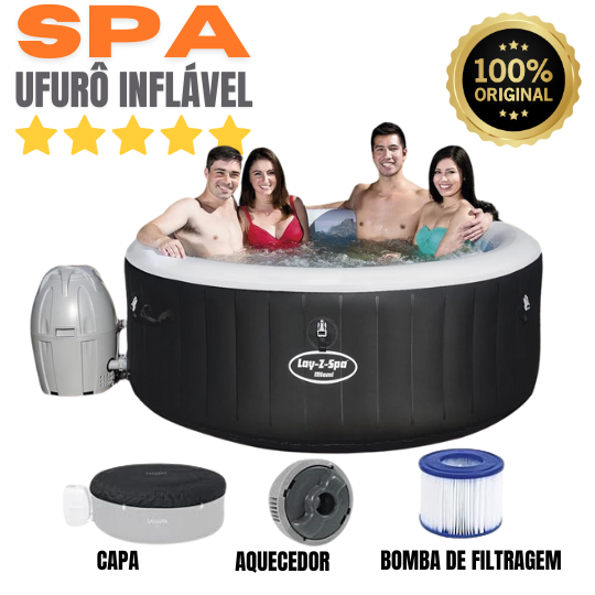 SPA BANHEIRA INFLÁVEL BESTWAY HIDRO MIAMI + FILTRO C/ AQUECEDOR 6002 + CAPA DE PROTEÇÃO 127V / 220V
