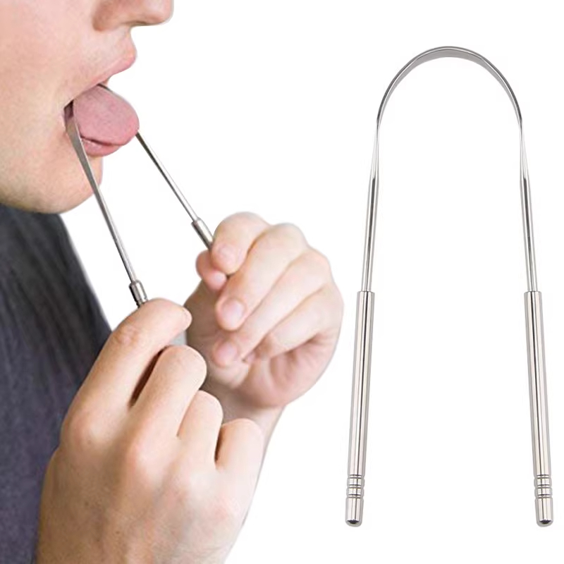 Raspador de Língua em Aço Inox para Higiene Bucal