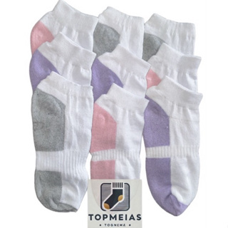 Kit Até 24 Pares Meia Soquete Feminina 100 % Algodao Direto Da Fabrica em Oferta na Shopee