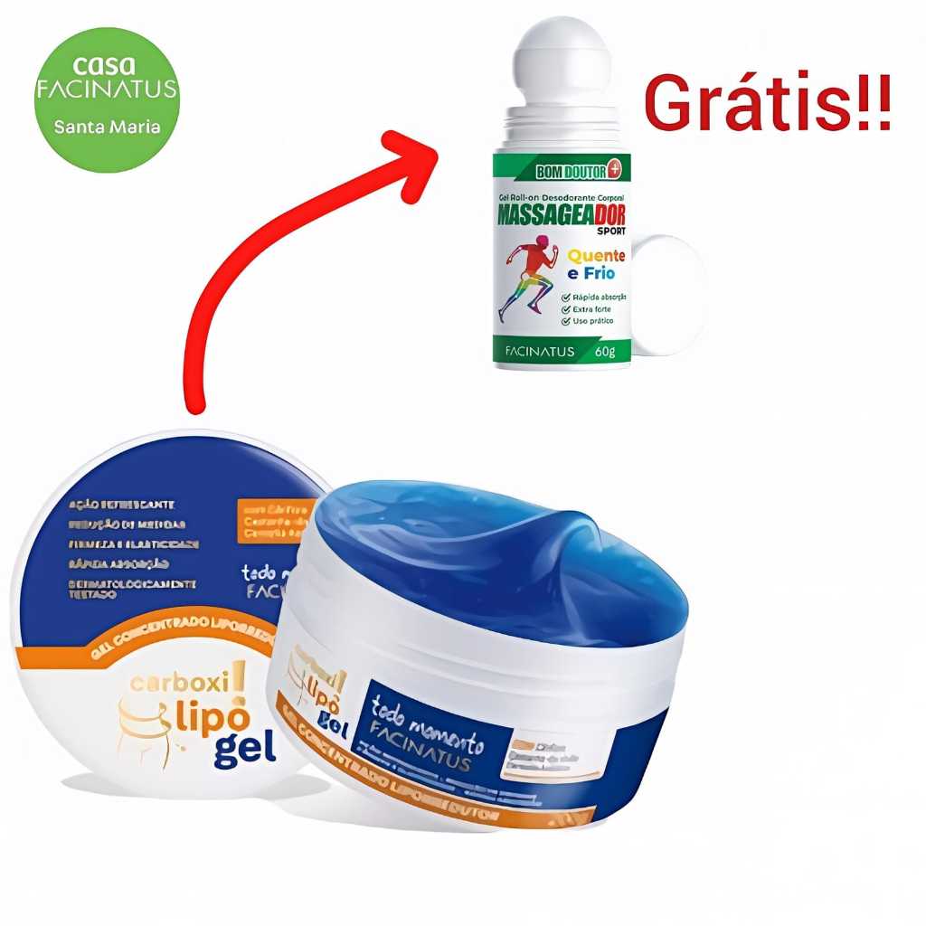 Gel Concentrado Lipo-Redutor Carboxi + Gel Massageador Roll-on Extra Forte - Facinatus Cosméticos