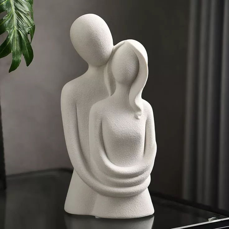 Casal de Namorados + Estátua de gesso moderna, FAMILIA, minimalista Abraçados de Gesso