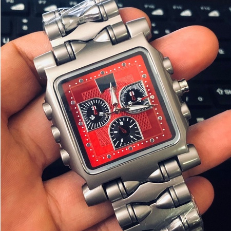 Relógio Masculino Tank Minute Caixa de Aço Inox Data e Hora Quadrado