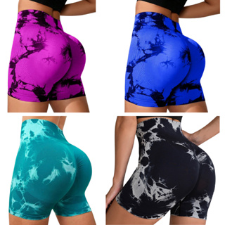 Kit 3 Shorts Legging Tie-Dye Cintura Alta Fitness Academia em Oferta na Shopee