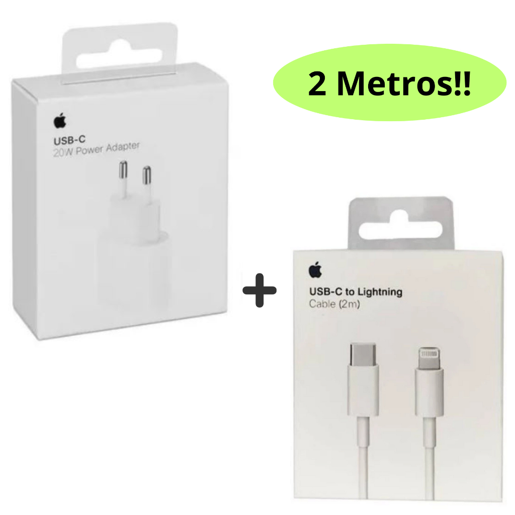 Carregador iPhone 2 Metros Usb-C/Lightning Turbo iPhone Xr Xs 11 12 13 Pro Max 14 Pro