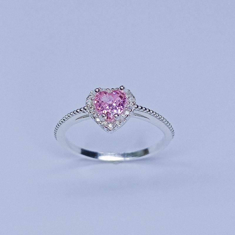 ANEL DE PRATA  925 CORAÇÃO/ANEL EM PRATA 925 PEDRA ROSA