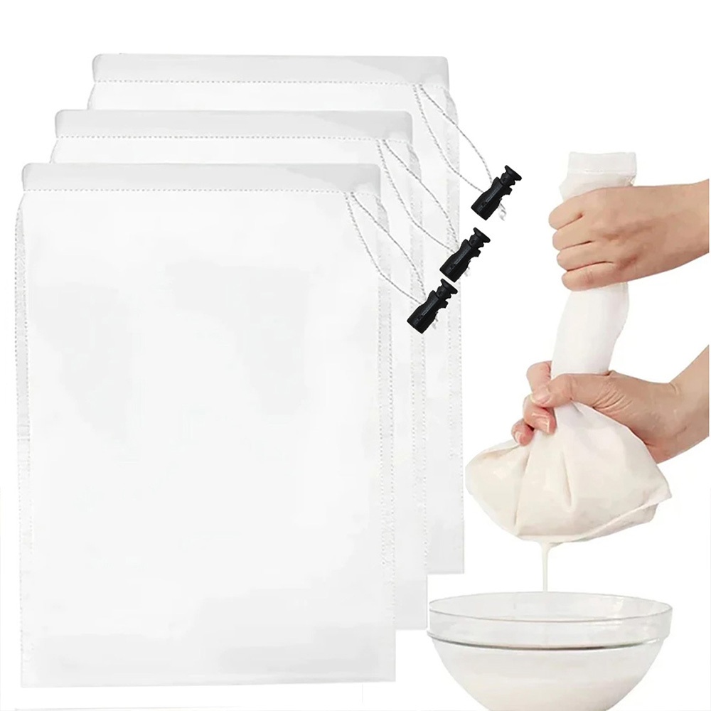 Sacos Filtrantes Nylon Malha 200 Reutilizáveis de Leite, Soja, Iogurte e Chá para Cozinha