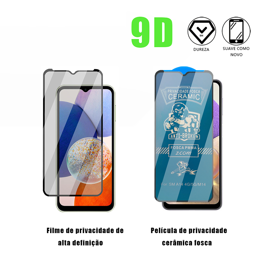 Aplicável a Samsung A01 A02 A02S A03 A03S A04 A10 A10S A11 A13 A14 Alta qualidade Película de privacidade cerâmica fosca