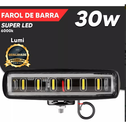 kit 2 Farol De Milha Barra Led 30w 9-60v Moto Carro Off-road 6000k em Oferta na Shopee