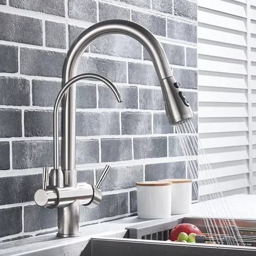 Torneira Cozinha Gourmet Com Saída Para Filtro Aço Inox 304 Cor Prata Escovado Yesop em Oferta na Shopee