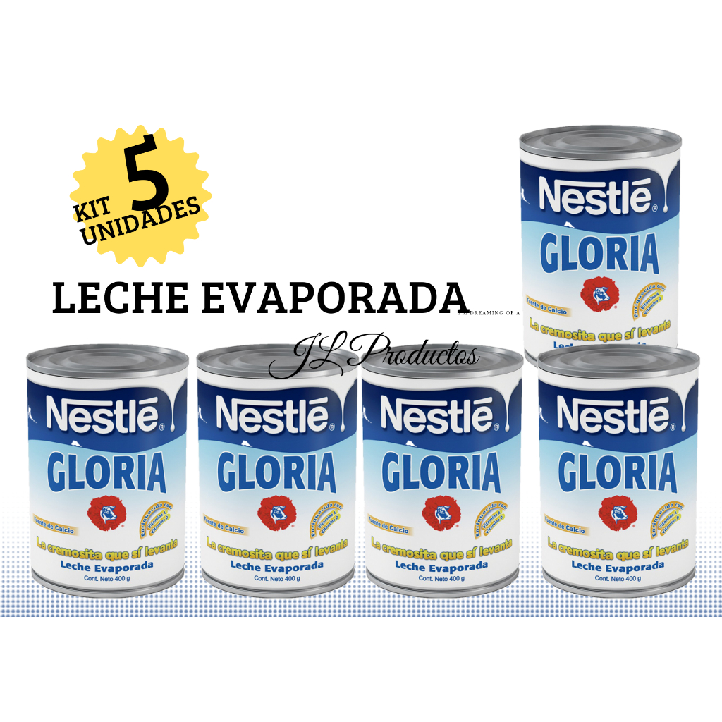 Leche evaporada Gloria Nestlé 5 Latas Original en líquido