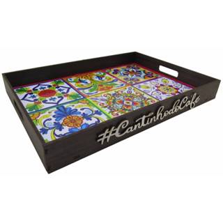 Bandeja Super Luxo Marrom Azulejo 35x25x4 Cantinho Do Café em Oferta na Shopee
