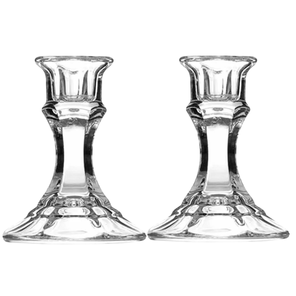 Kit 2 Castiçal Ravena Vidro Elegante Porta Velas Luxo Mesa Posta