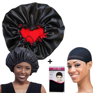 Kit 2 Toucas de nero + 1 Touca de cetim dupla ajustavel Antifrizz Day After em Oferta na Shopee