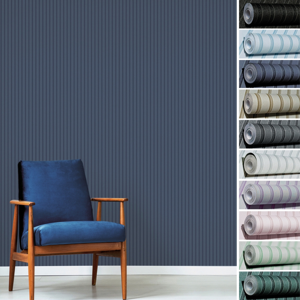 Papel De Parede Ripado 3D Azul Quarto Sala Decoração Texturizado em Oferta na Shopee