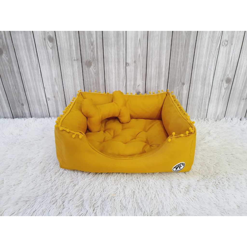 Cama Pet Para Caes e Gatos Almofada Amarela Caminha Totalmente em Ziper