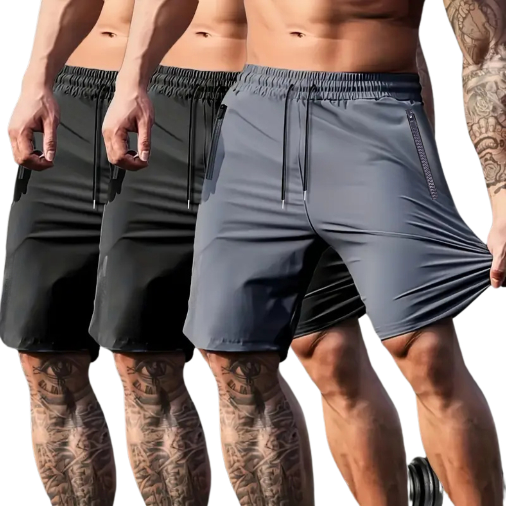 Kit 3 Shorts Masculino Com Ziper Anti-Furto - Bermuda masculina tactel com 10% De Elastano Impermeável