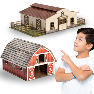 Mini Celeiro E Estábulo Em MDF Adesivado Fazenda Infantil Brinquedo Educativo MDF Criativa em Oferta na Shopee