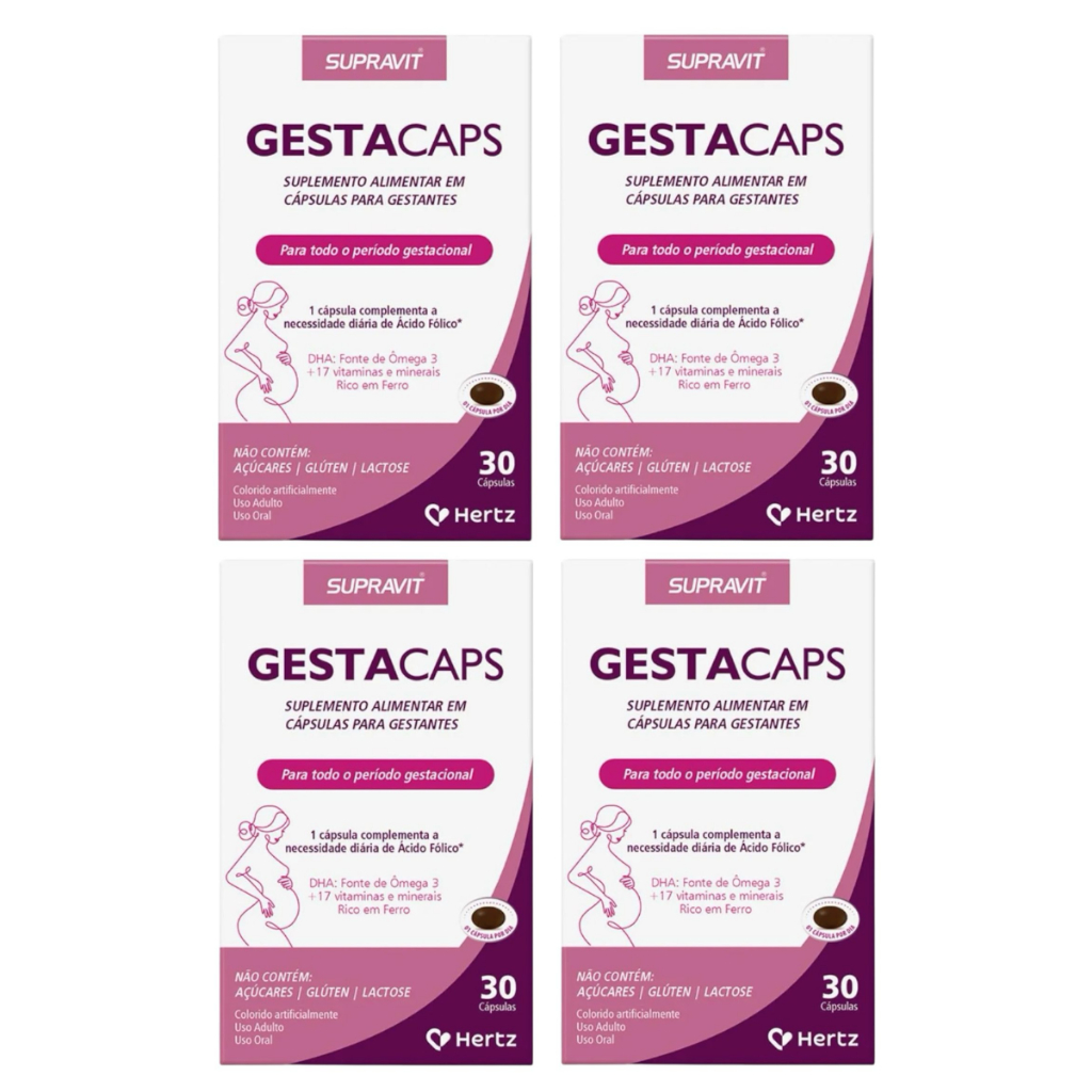 Gestacaps 30 Cápsulas - Vitaminas Para Gestantes 4 caixas