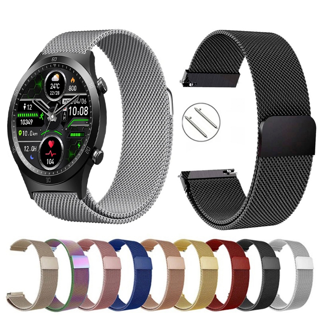 Pulseira de 22mm milanesa aço inox para Smartwatch Tranya S2 de Engate Rapido  Pronta entrega no Brasil