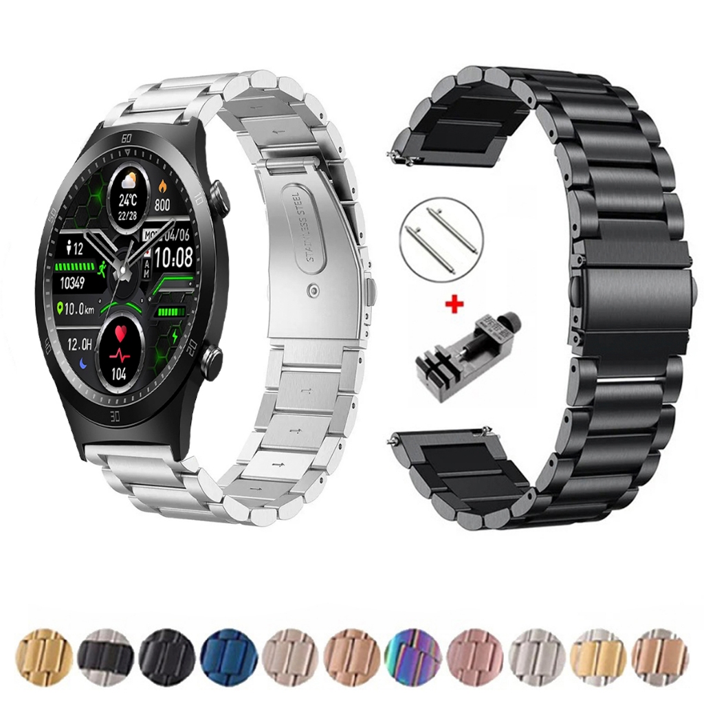 Pulseira de 22mm Metal Elos de aço inox para Smartwatch Tranya S2 de Engate Rapido  Pronta entrega no Brasil  >> Envio