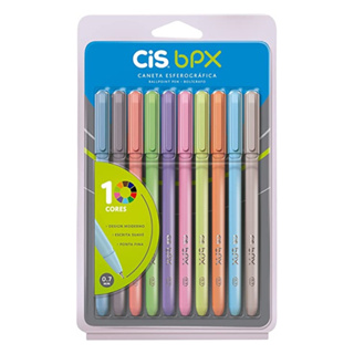 Caneta BPX Esferografica 0,7mm, CIS, Estojo Com 10 Cores Sortidas em Oferta na Shopee