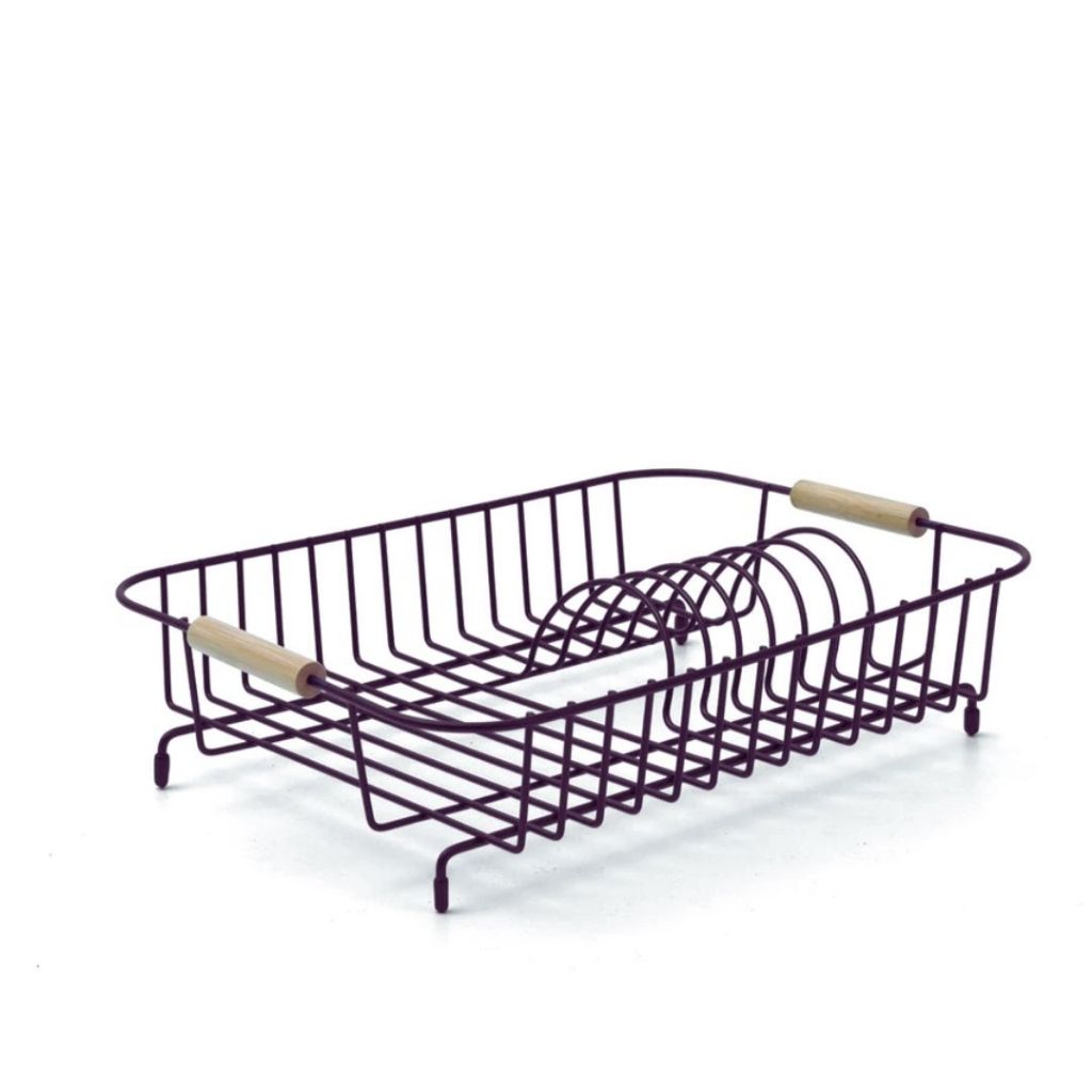 Escorredor de Pratos Preto Em Ferro e Madeira Design Moderno Funcional em Oferta na Shopee