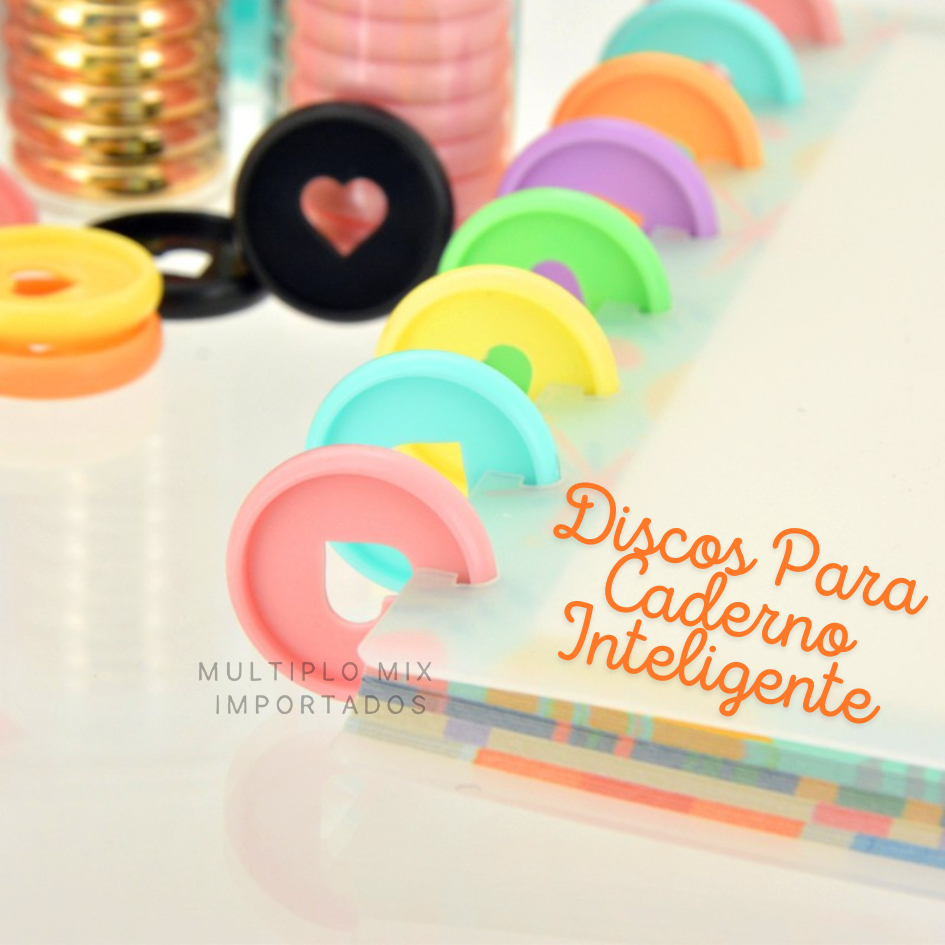 Pacote Com 12 Discos Plásticos Coloridos Coração 2,4cm Para Caderno Inteligente Refil Organizador em Oferta na Shopee
