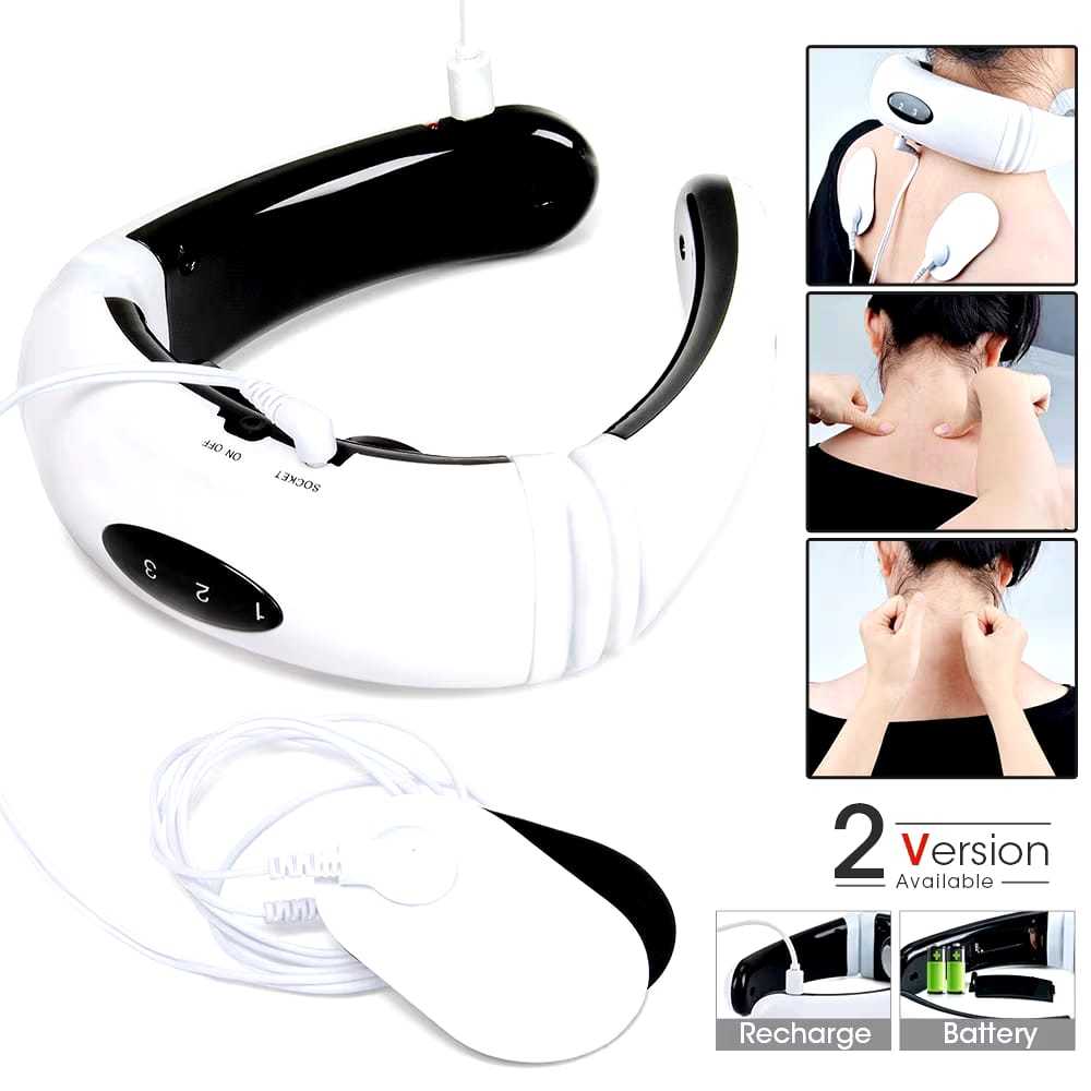Massageador De Pescoço Elétrico Fisioterapia 6 modos Com Eletrodos Alivia Dores em Oferta na Shopee