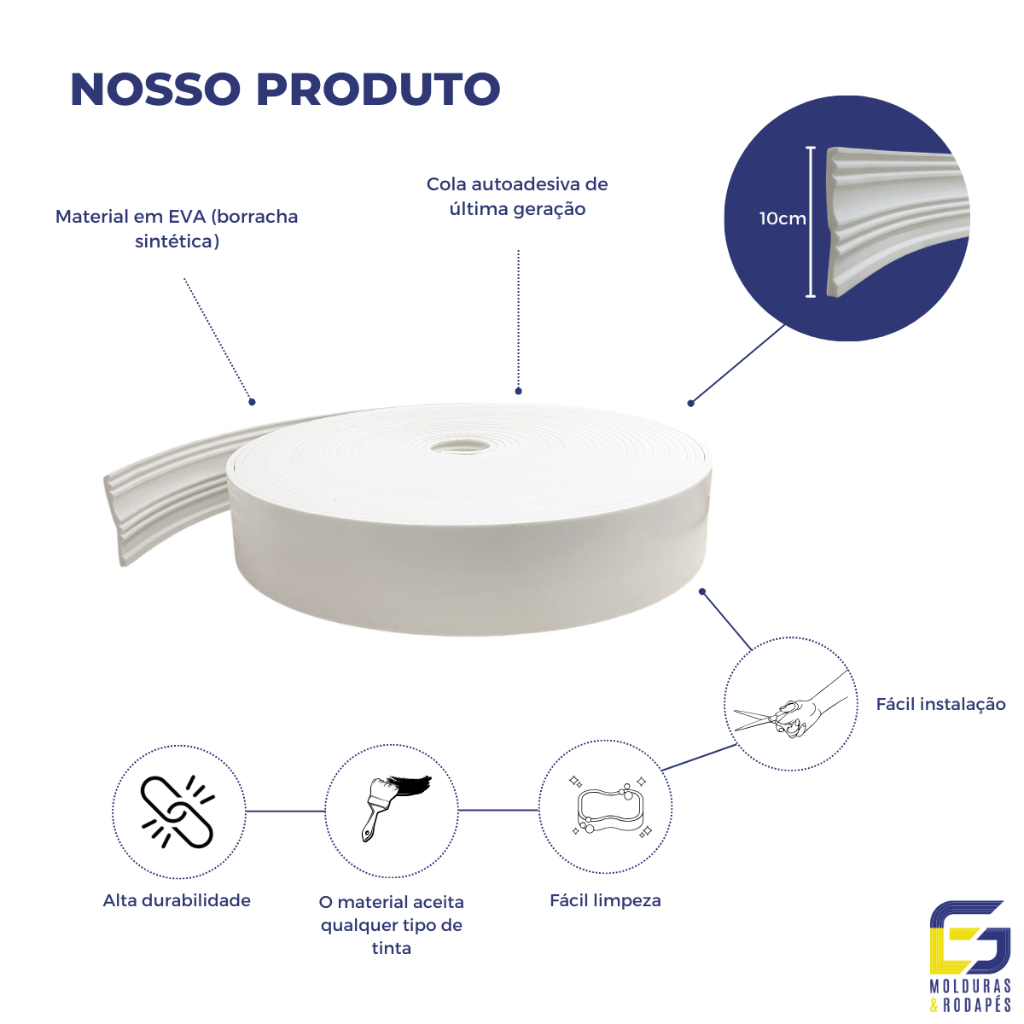 Moldura Guarnição Rodameio Eva Autocolante Terra 10cmx8mm — imagem 2 de 2