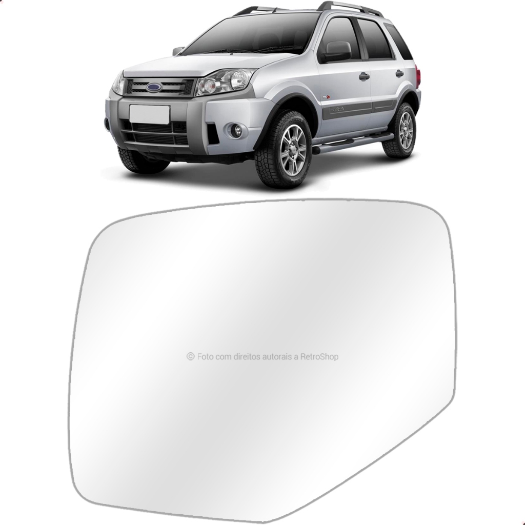 Refil Lente Vidro Espelho Retrovisor Ford Ecosport 2003 A 2012 / Ranger 2005 A 2012 Sem Base Suporte