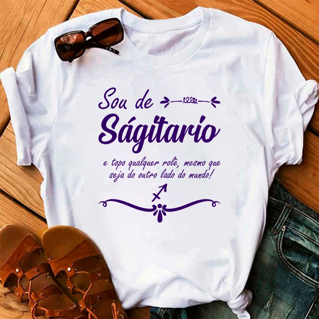 Imagem Camiseta Feminina Básica Baby Look T-shirt Signo Sou De Sagitário Varias Estampas Promoção