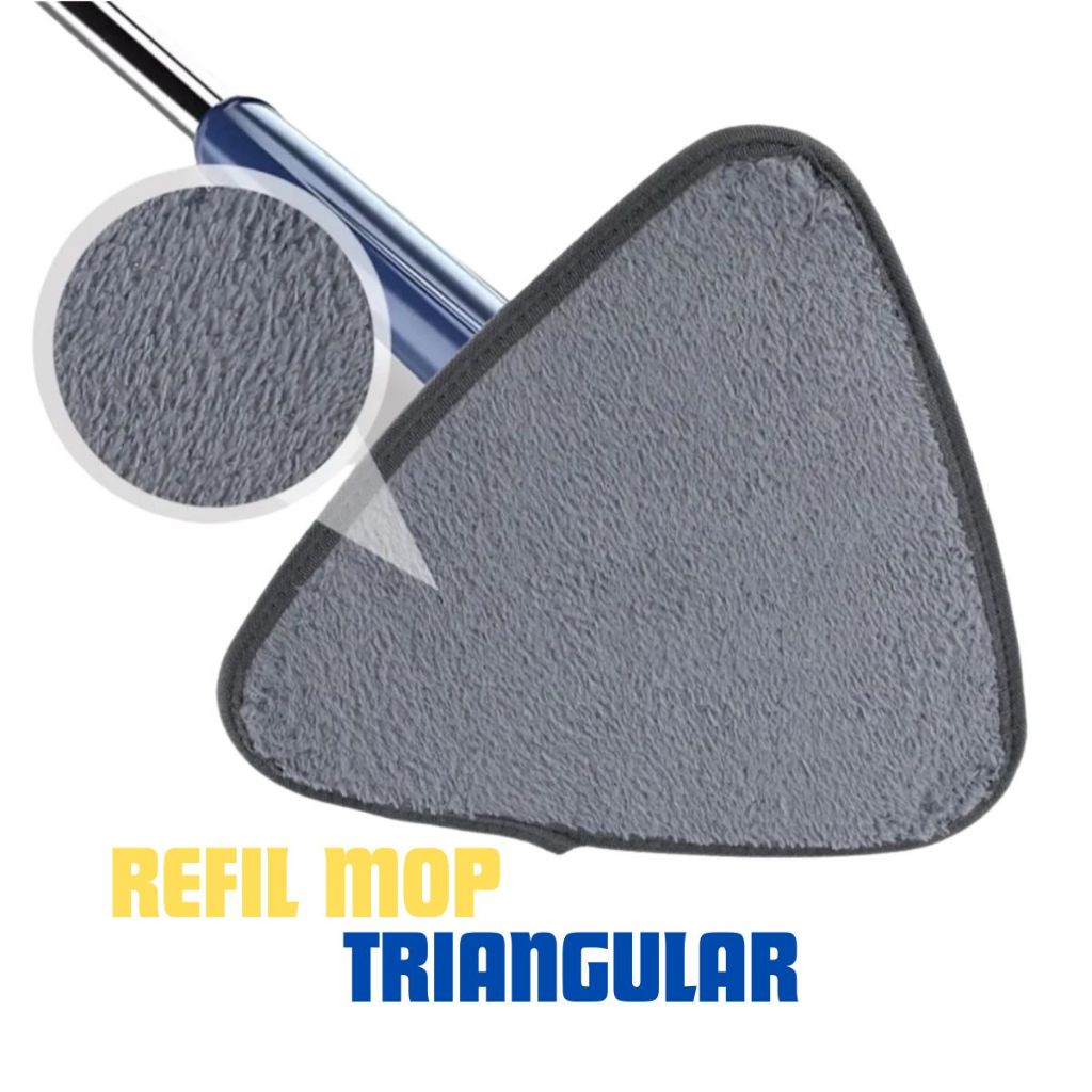 Refil Mop Triangular Higiênico Limpeza Casa Vidro Banheiro Quarto Giratório 360º Microfibra