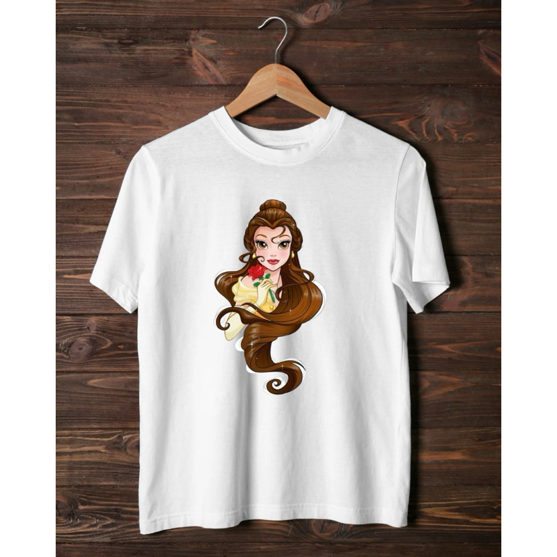 Camiseta Unissex Algodão T-shirt Princesa Bela - Bella e a Fera - Infantil Adulto e Plus Size