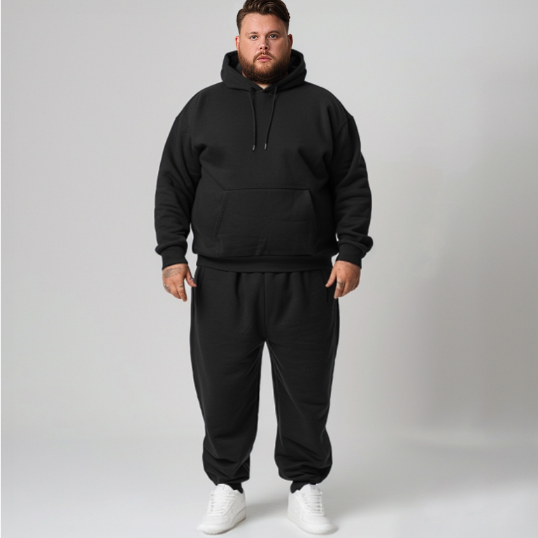 Conjunto Moletom Com Capuz  e Calça Moletom Slim Plus Size Masculino Liso Básico em Oferta na Shopee