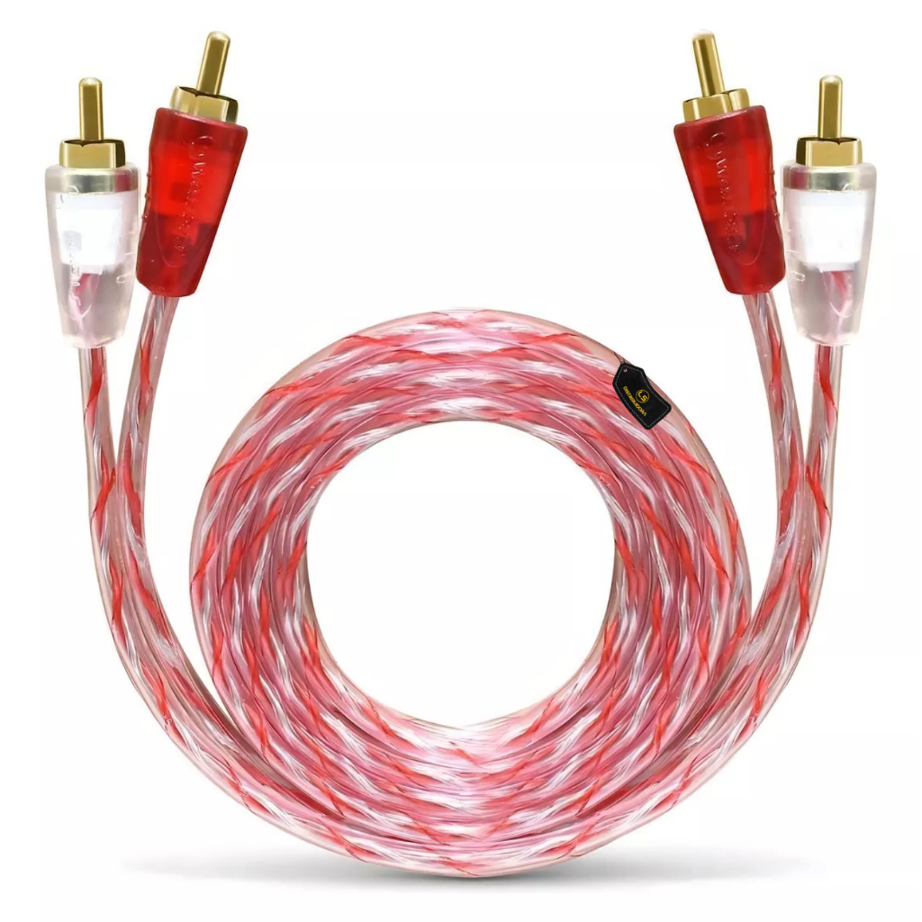 Cabo Rca 1 Metro Injetado Cobre 1m Listrado Branco e Vermelho 4mm em Oferta na Shopee