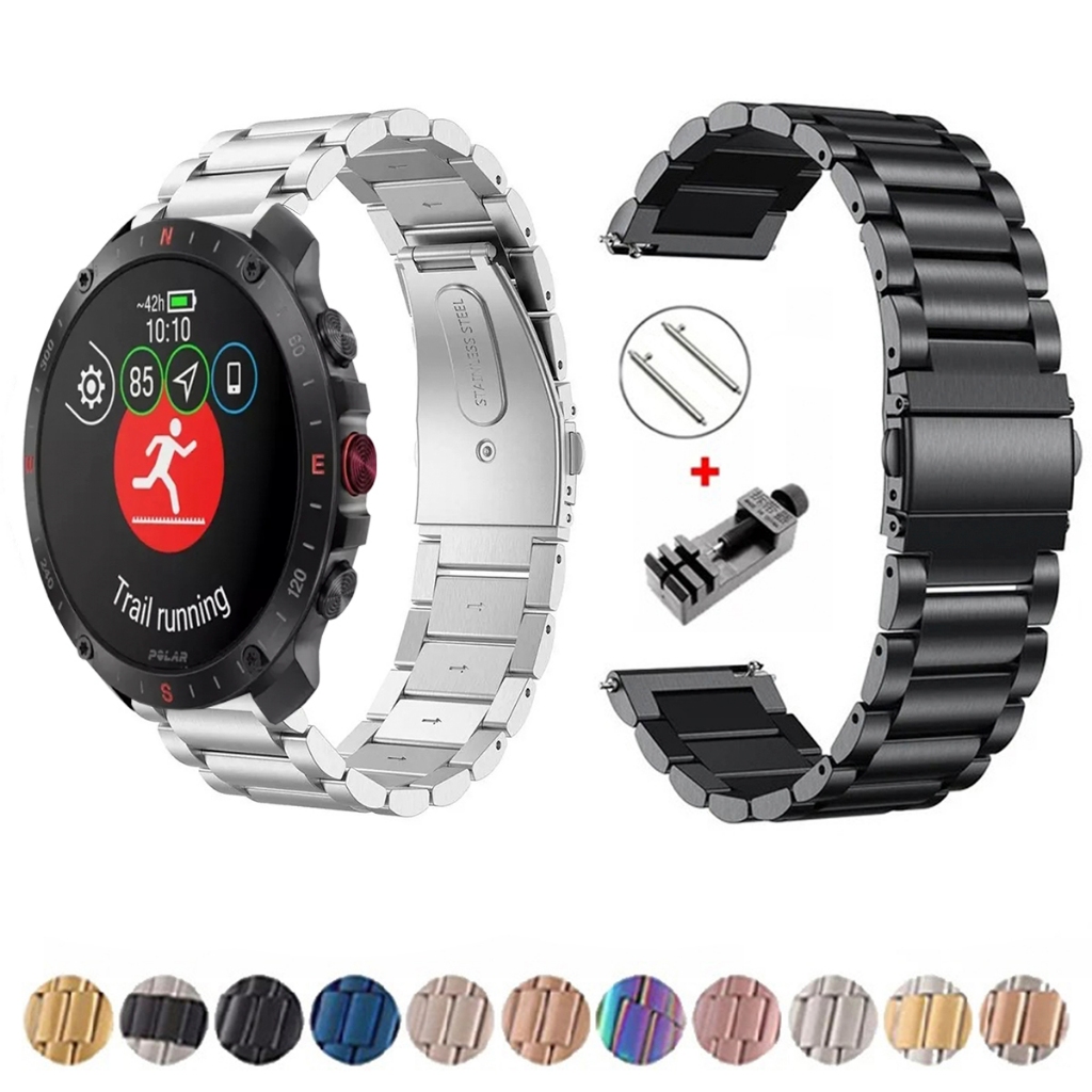 Pulseira de 22mm Metal Elos de aço inox para Smartwatch Polar Grit X2 PRO de Engate Rapido  Pronta entrega no Brasil