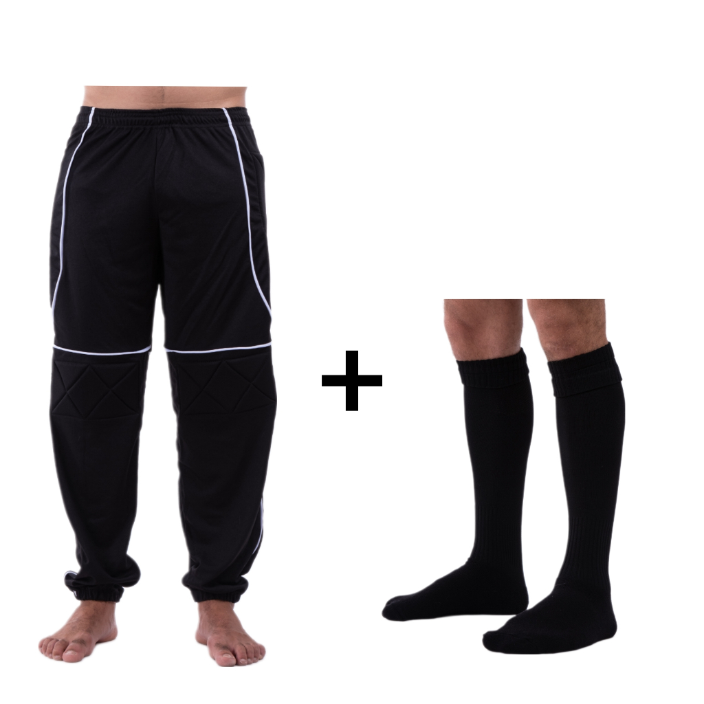 KIT Calça de goleiro e meião de futebol goleiro proteção espuma profissional grama sintético
