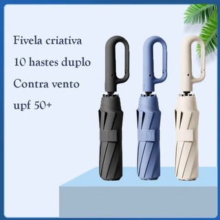 Guarda-chuva Automático Proteção Solar UV Dobrável Anel de Fivela Com Black outPronto Ent…