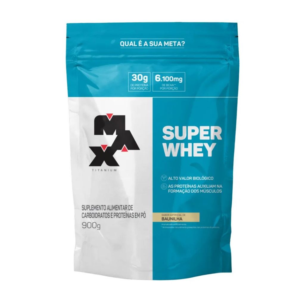 Super Whey Max Titanium Baunilha Refil 900g em Oferta na Shopee