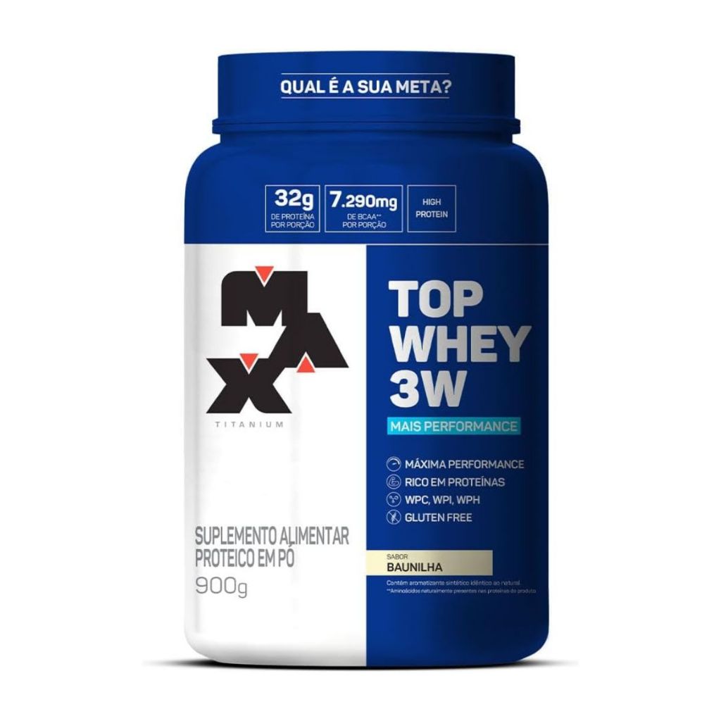 Top Whey 3W + Performance Max Titanium Baunilha 900g - Health