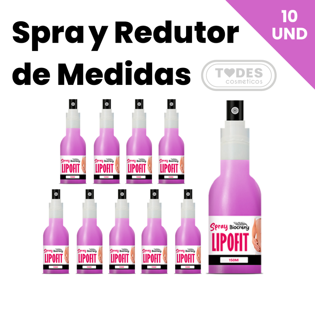 Kit 10 Spray Lipofit Redutor de Medidas, Melhora a Circulação Sanguínea, Elimina Gordura Corporal