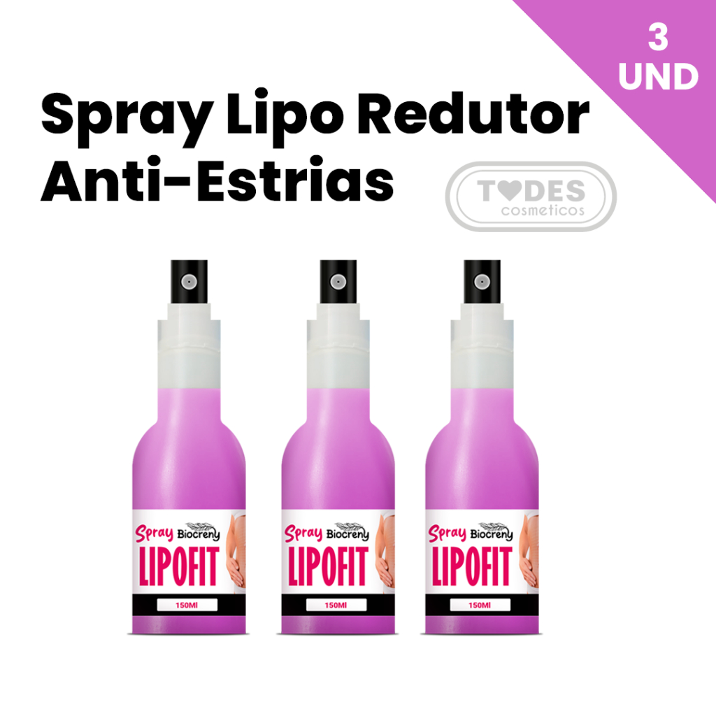 Kit 3 Spray Lipofit Redutor de Medidas Corporais Para Estrias, Celulites Elimina Gordura Localizada