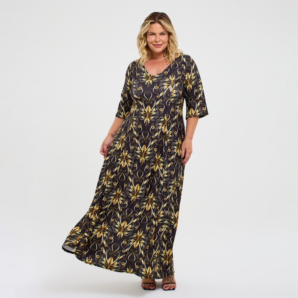 VESTIDO LONGO PLUS SIZE EVANGÉLICO SEROY 690 em Oferta na Shopee