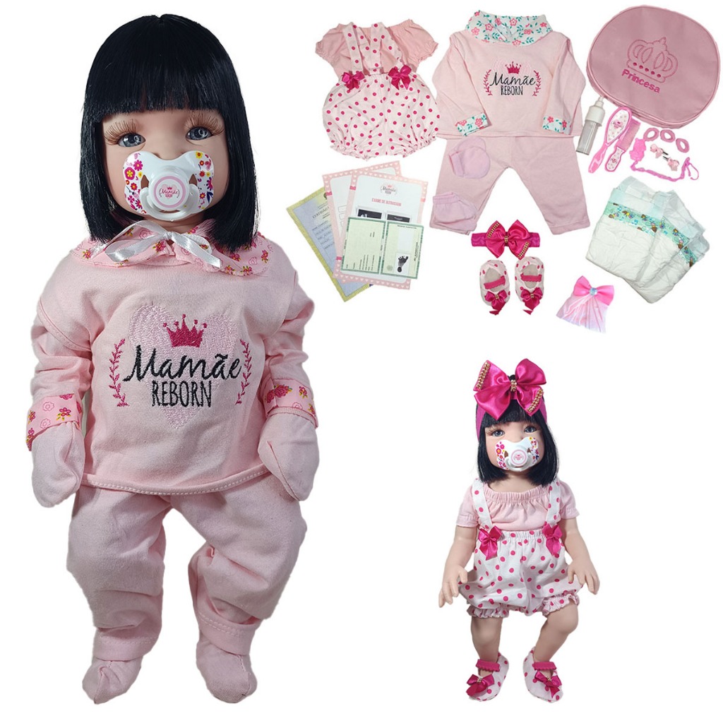 Bebê Reborn Menina 100% Silicone Enxoval Completo + Bolsa em Oferta na Shopee