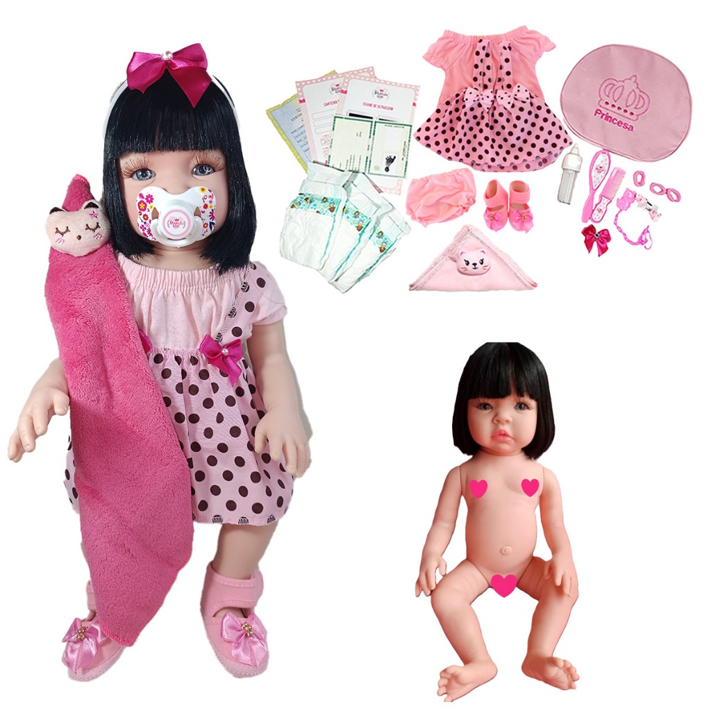 Bebe Reborn Silicone Menina Pode Dar Banho + Bolsa + Pelúcia em Oferta na Shopee