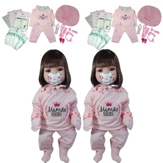 2 Bebes Reborn Gemeas Meninas Bolsa Acessórios em Oferta na Shopee