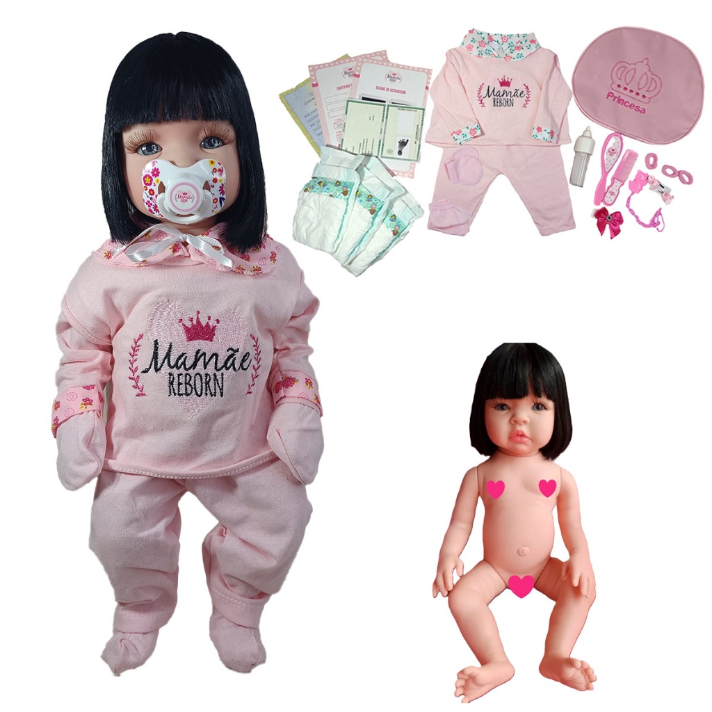 Bebê Reborn Menina 100% Silicone Enxoval Com Bolsa -24 Itens em Oferta na Shopee