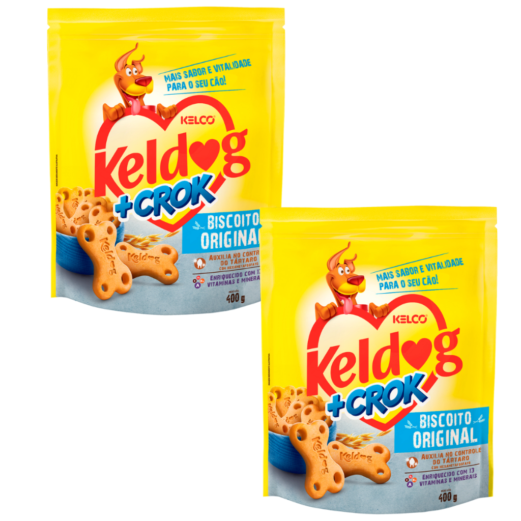Kit com 2un Biscoito Keldog +crok Original Para Cães Adultos 400g