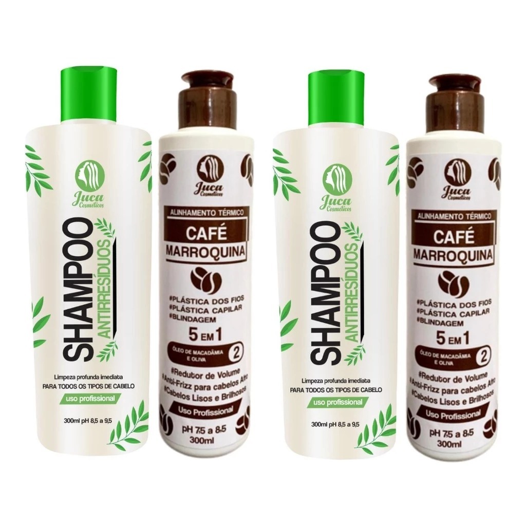 Kit 300ml  1 Ativo Progressiva Café Marroquina e 1 Shampoo Tutti Frutti Juca